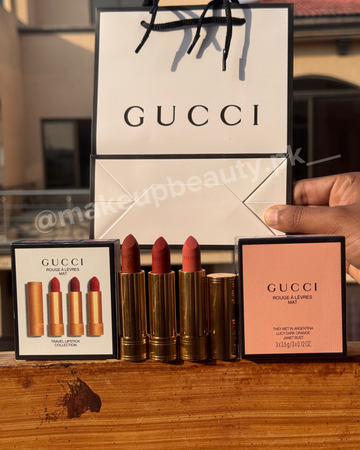 Gucci trio Lipstick collection set with Gucci gift Bag
