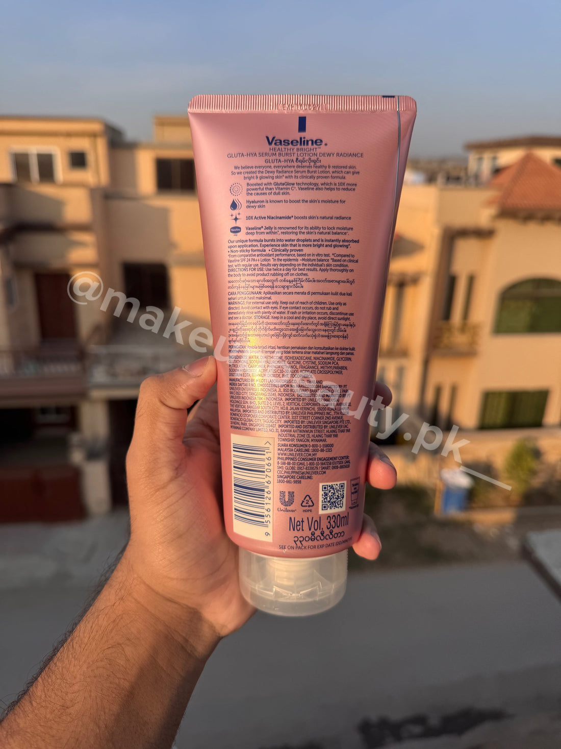 Vaseline Gluta-Hya Dewy Radiance Serum Burst Lotion 330 ML Full size.