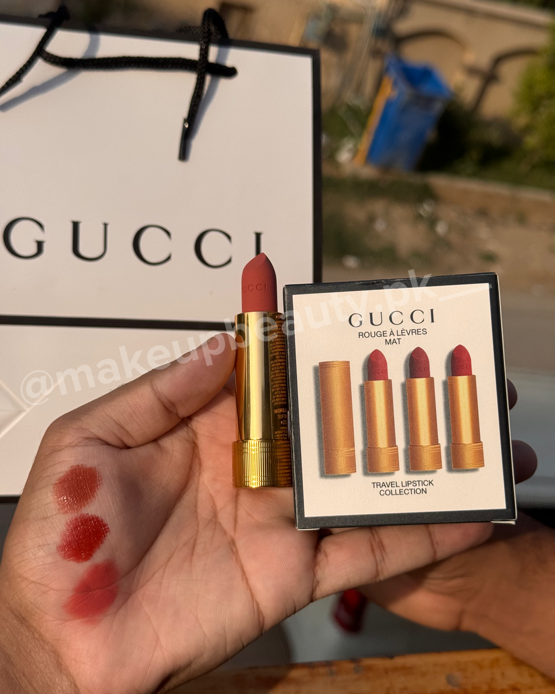 Gucci trio Lipstick collection set with Gucci gift Bag